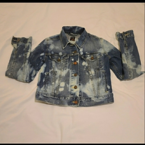 Custom Levi's Jacket Coat Denim Jean Tiedye acid wash bleach Sz Small - Picture 1 of 9
